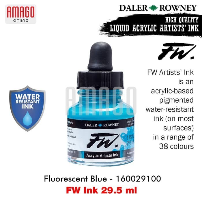 

Cat Akrilik - DALER-ROWNEY - FW Ink 29.5 ml - Acrylic Artists Ink - Fluorescent Blue - 160029100
