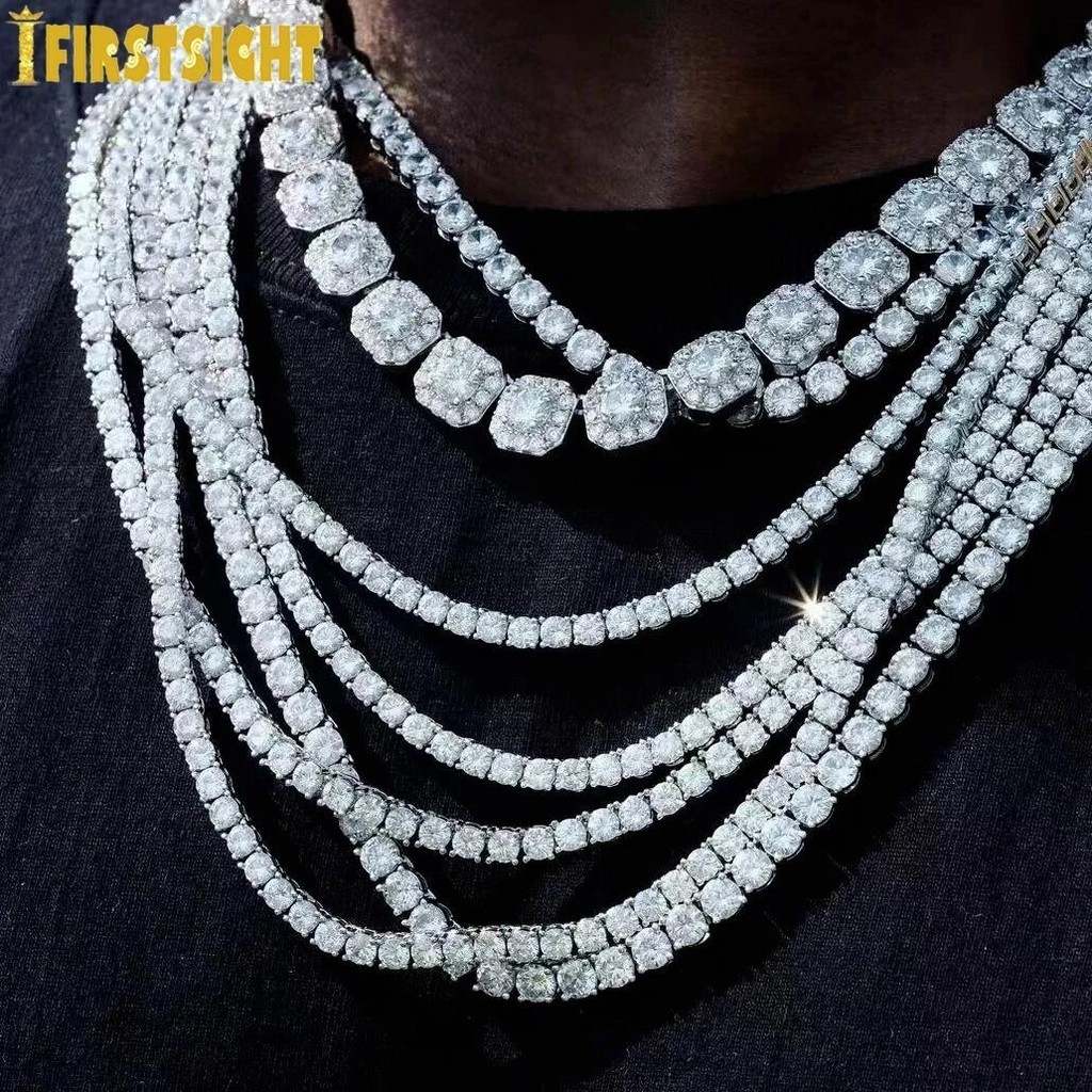 Kalung rantai Hip Hop untuk pria wanita, kalung rantai tenis 5mm warna emas perak 5A CZ Choker modis