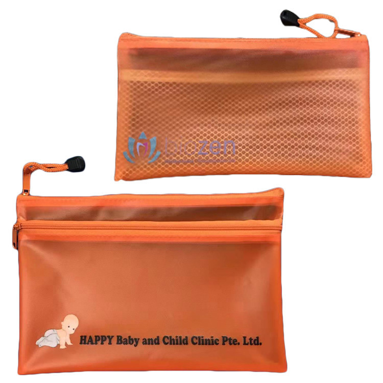 

Tas arsip transparan jaring tahan air nilon ritsleting ganda tempat pensil kertas tes ritsleting hadiah amal tas penyimpanan Mini