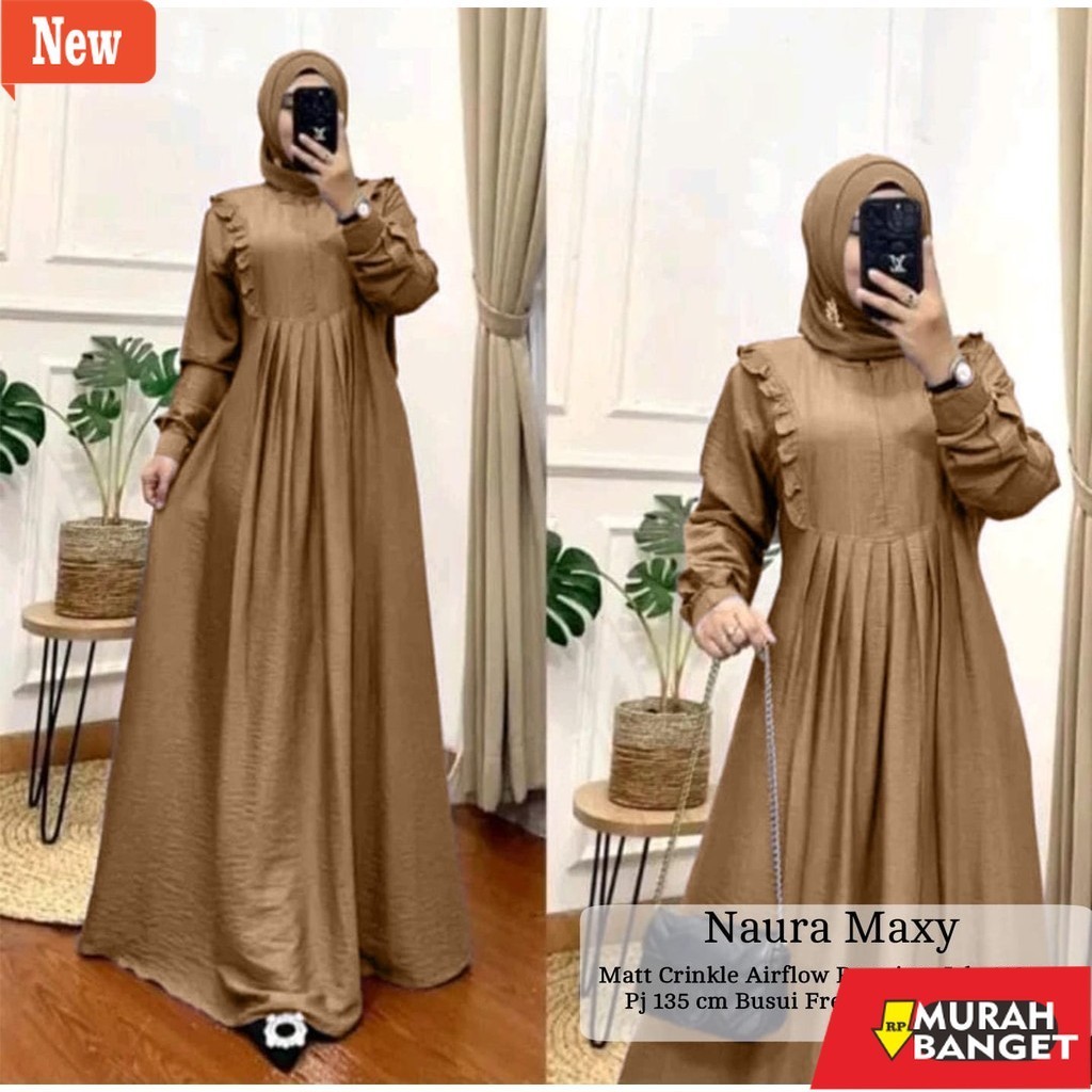 Gamis pesta- [COD] Gamis Kondangan Wanita Simpel Crinkle Airflow // Gamis Crinkle Wanita Rempel Dada