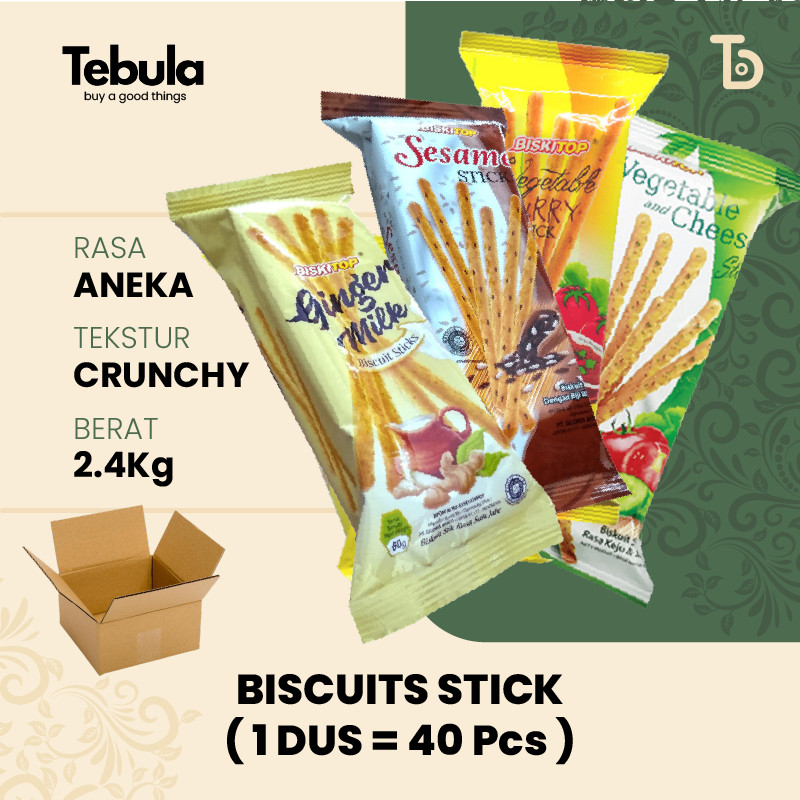 

[ TEBULA ] - BISKITOP (1 DUS) Vegetable Cheese Gingger Milk Curry Stick Sesame Stick Biskuit Biskitop Lebaran