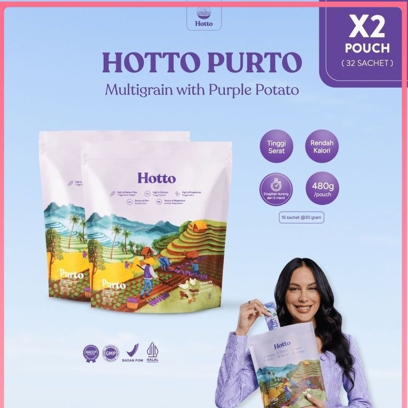 

BUNDLING 2 POUCH !! Hotto Purto Multigrain with Purple Potato (32 Sachet) SHARONSHINE