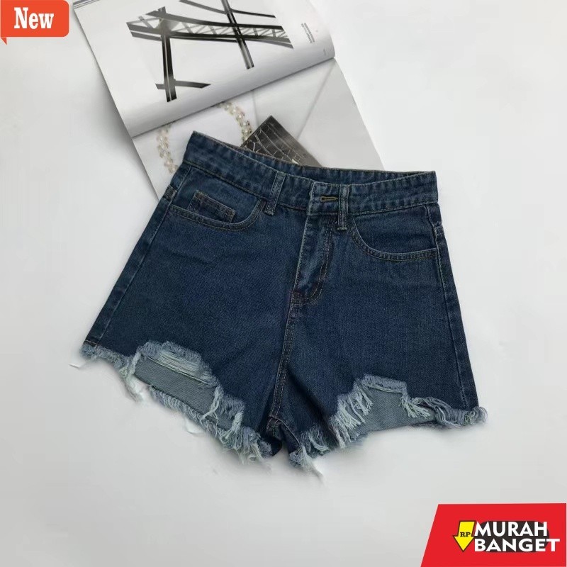 Celana pendek denim wanita- celana jeans sobek wanita celana pendek denim cewek korean style highwai