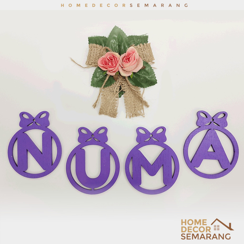 Huruf dekorasi nama kayu timbul