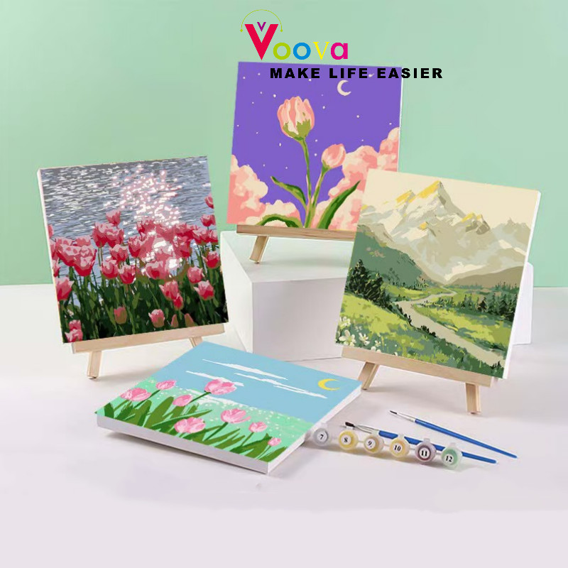 

VOOVA Melukis 20 x 20cm/ Canvas Paint By Number Kit DIY/ Digital Painting Kit Kanvas Painting-Alat Lukis Lengkap 1 Paket Alat Melukis/ Paket Mewarnai