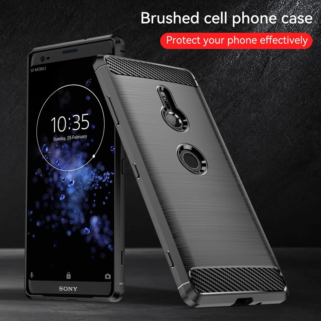 For Sony Xperia XZ3 sony xz3 case casing Soft Silicone Carbon Fiber Back cover
