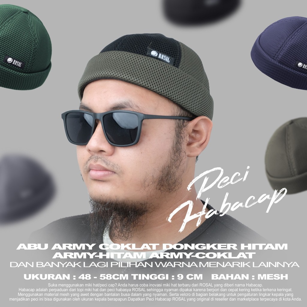 Rosal Habacap Peci Kopiah Songkok Kopeah Topi Haji Sholat Muslim Shalat Santri Desain Unik Lebaran M
