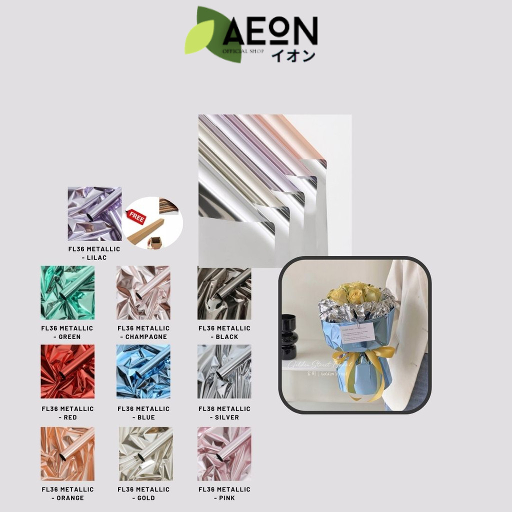 

AEON - FL36 METALLIC Kertas Bunga Paper Buket Motif Polkadot Bulat Kado Florist Cellophane
