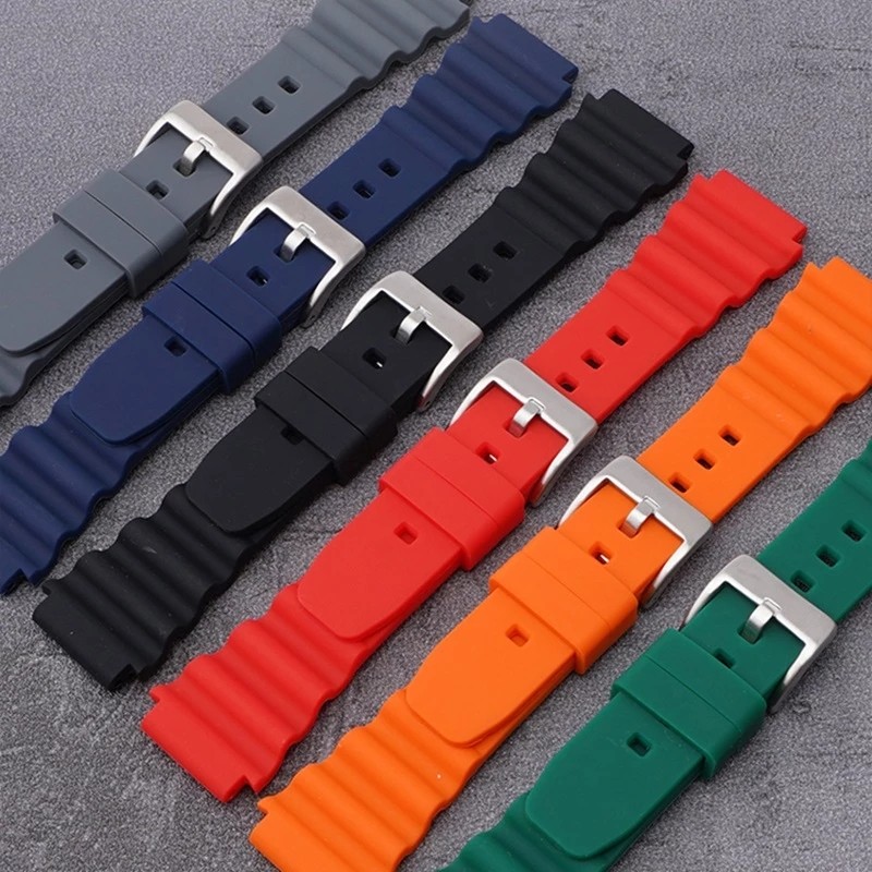 20mm 22mm Silicone Watchband Strap Diving Sport Waterproof Wrist Band Bracelet for Seiko MARINE MAST