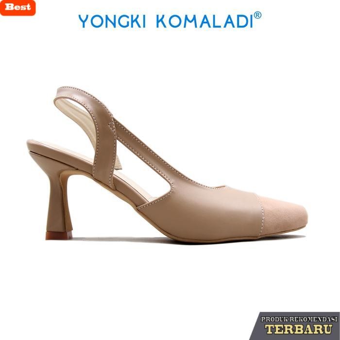 sandal wanita trend sekarang [ ORIGINAL ] YONGKI KOMALADI HEELS OL-YSL7060-23 LADIES Coklat Merah Hi