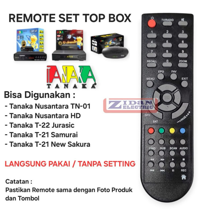 Remote Set Top Box TANAKA Nusantara Jurasic New Sakura Samurai / Remot Receiver STB TANAKA Multi Uni