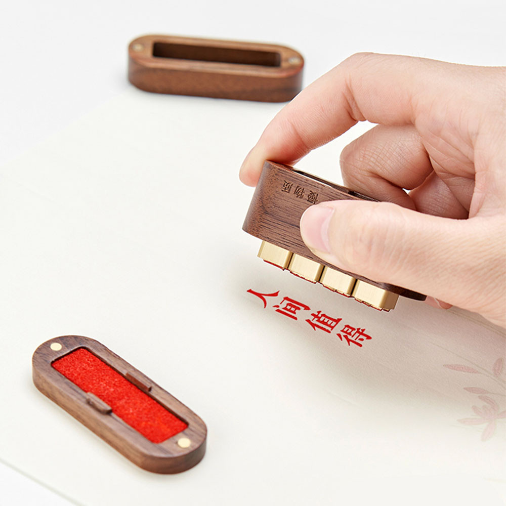 

3 in 1 Personal Custom Brass Movable Type Printing Seal Metal Stamp with My Name Calligraphy Painting Signature Stamps Box Chop