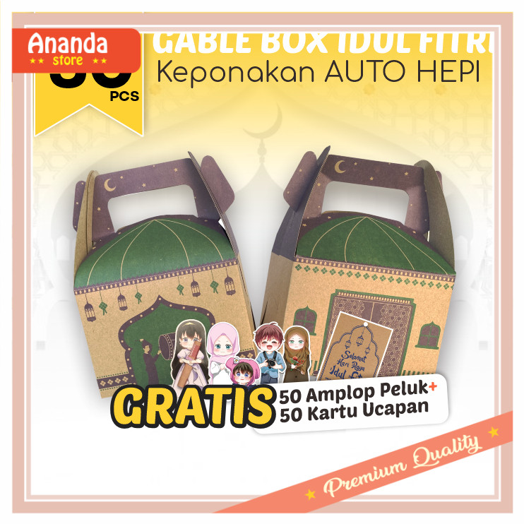 

Kado Buat Pacar Gebetan Anniversary Wisuda Teman / 50 pcs Gable Box Hampers Lebaran Idul Fitri Anak Ponakan – Motif Beduk