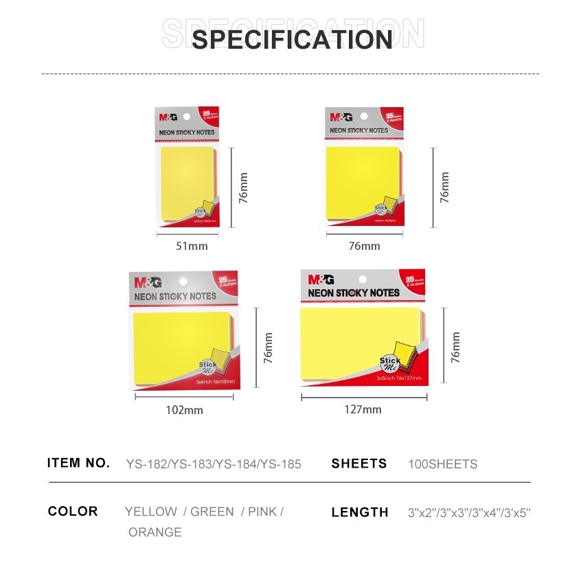 

Sticky Notes M&G Neon Color Rainbow 100 Sheet Kertas Memo Rainbow Neon Color M&G isi 100 Lembar