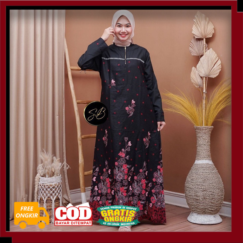 ADA JUMBO Gamis Couple Gamis Batik Kombinasi Modern Sarimbit Batik Couple Kemeja Pria Lengan Panjang