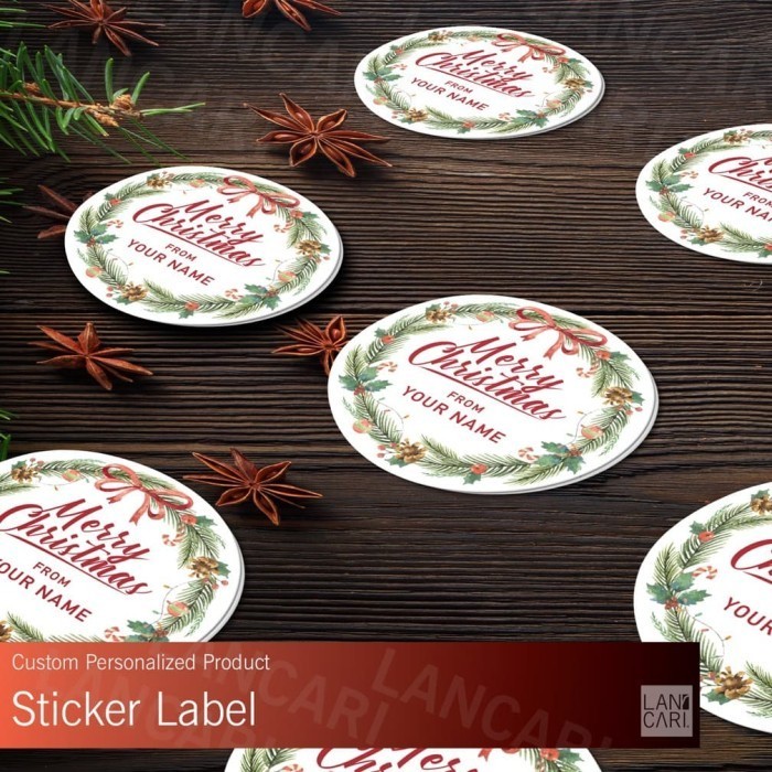 Stiker Label Natal Christmas undangan amplop Stickers custom snack