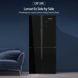 KULKAS SIDE BY SIDE 4 PINTU CHANGHONG CBC580 (BLACK GLASS)(MEDAN ONLY)