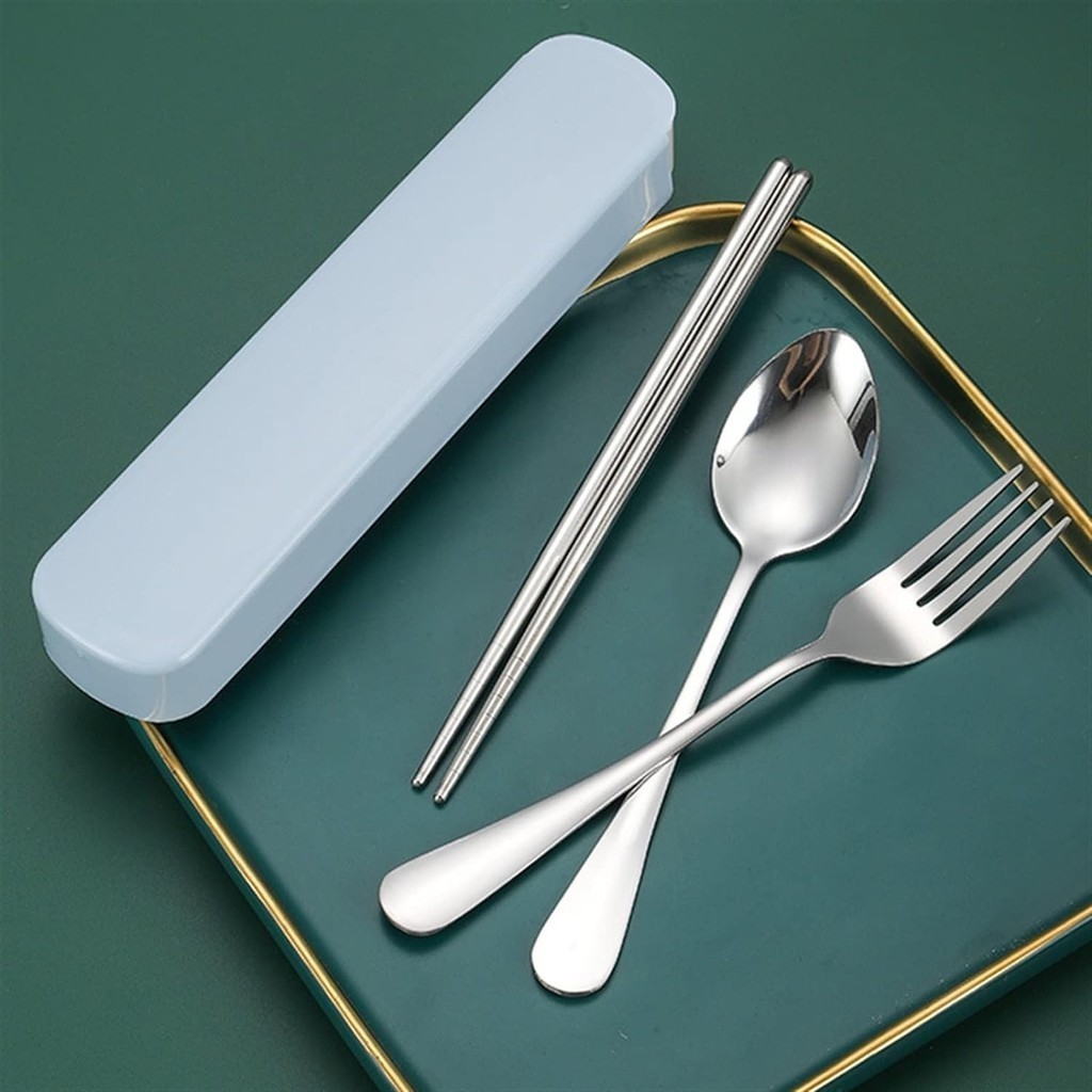 Paket Sendok Set 3pcs Garpu Sumpit Makan Cutlery Travel Camping Stainless