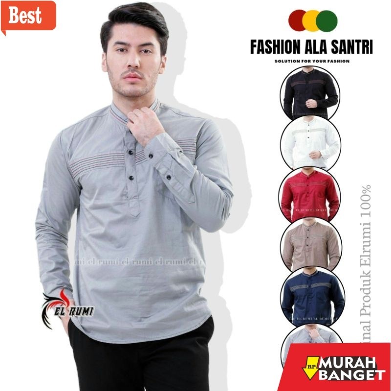 Baju muslim lengan panjang- Kemeja Panjang Original Elrumi Exlusive - Kemko Pria Panjang - Kemeja Ko