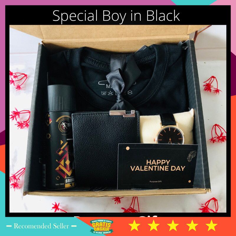 

Hampers Kado Gift Premium Murah / 032 Hampers kado hadiah valentine untuk pria special baju kaos parfum dompet jam tangan