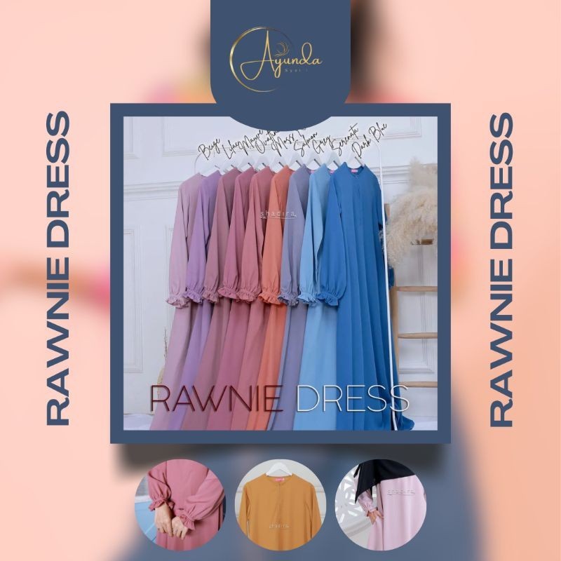 Rawnie Dress - by Shadira gamis syari/ syar'i bahan wolfis/ wolpeach, Gamis polos, Seragam pengajian