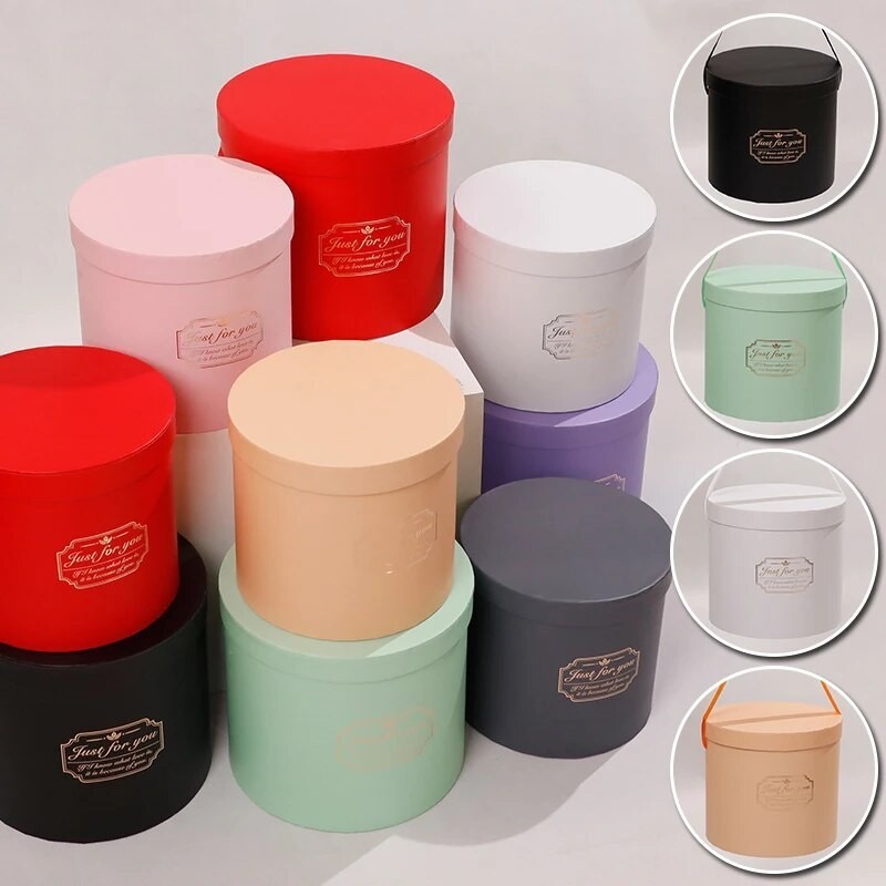 

Portable Flower Box Gift Packaging Boxes Round Basket Wedding Party Valentine's Day Gift Rose Flower Storage Decoration Boxes
