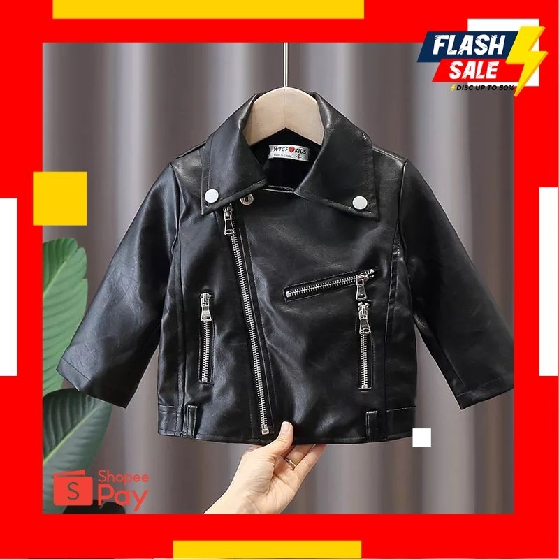 PAYDAY 3.3 | jaket kulit sintetis anak terlaris unisex (cewe/cowo) style hitam keren dan lucu/ jaket