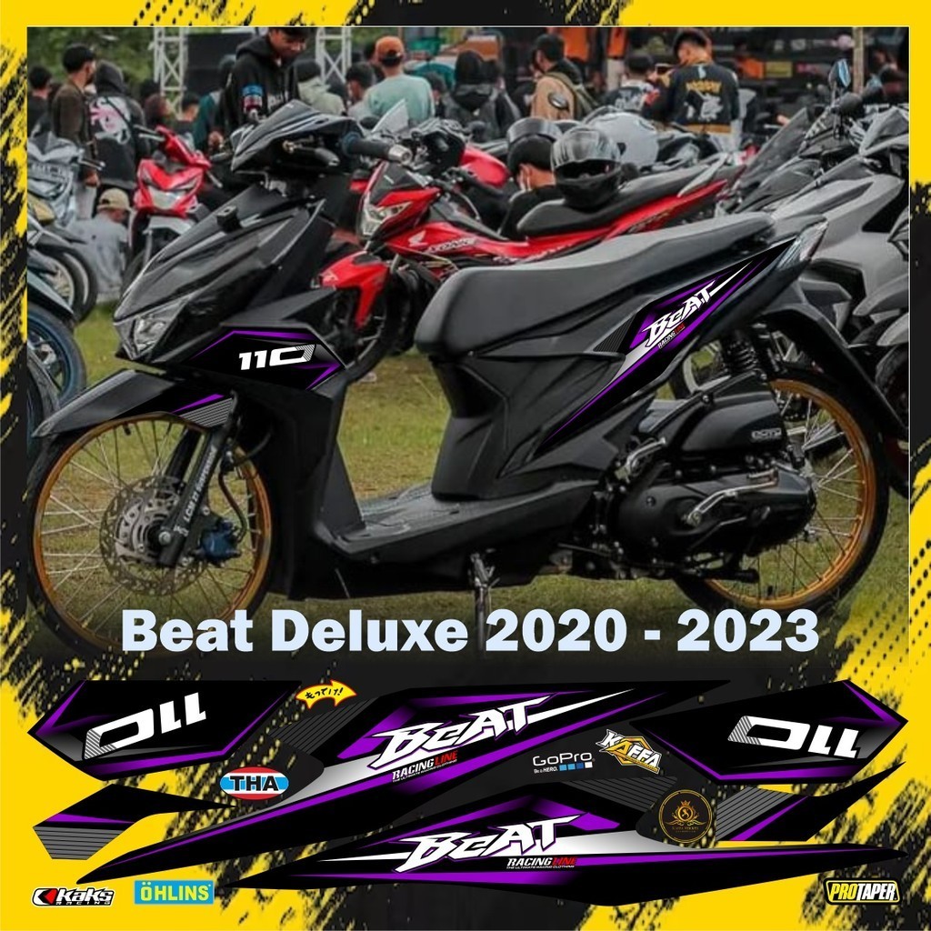 COD/ Sticker Beat Deluxe Striping Variasi Beat Street Baru Deluxe List Ungu POLET