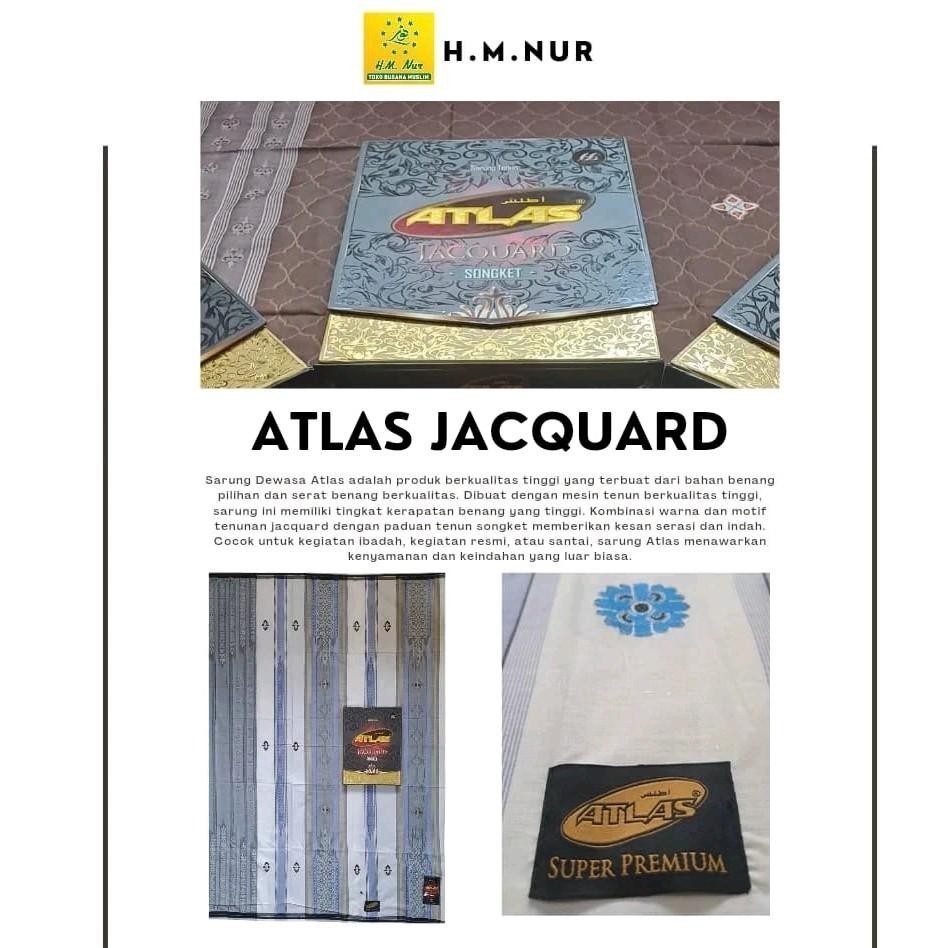 Sarung Atlas Jacquard Songket RB ORI - Super Premium Kain Pria Muslim Dewasa Hitam Elegan