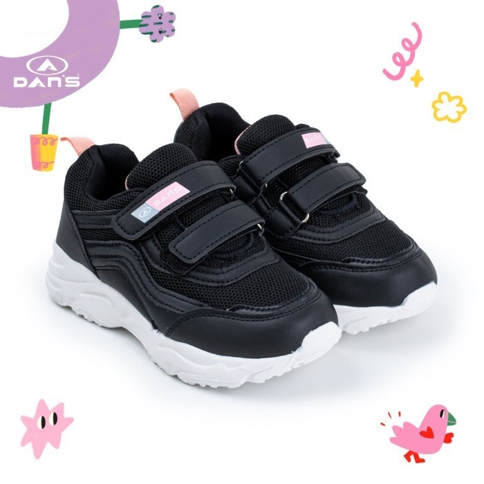 DANS ZELLA BLACK/PINK SEPATU KASUAL ANAK PEREMPUAN - Hitam, 28