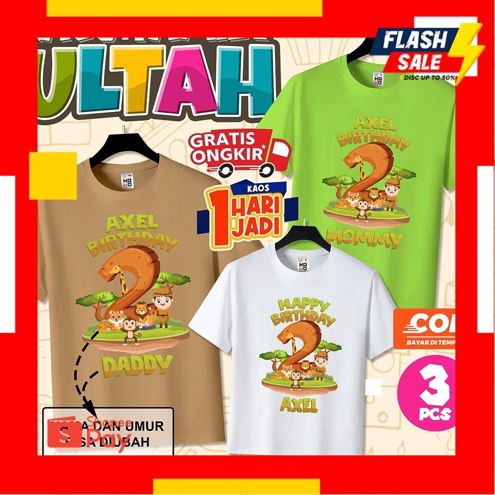 PAYDAY 3.3 | Kaos Ulang Tahun Anak / Baju Ultah Keluarga KAOS CUSTOM FAMILY NAMA COUPLE
