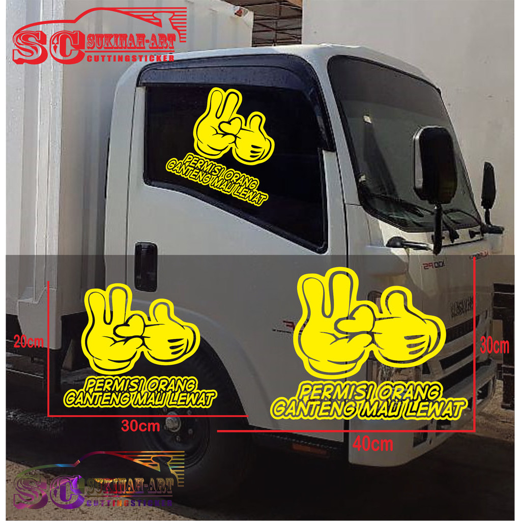 stiker viral kata-kata motivasi permisi orang ganteng mau lewat mobil stiker cutting sticker cod coc
