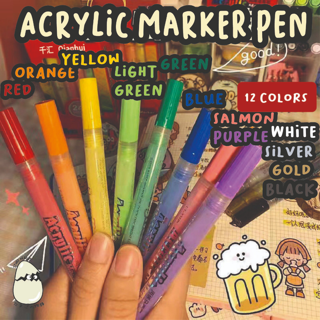 

Acrylic Pen 1 set isi 12 l Pen Kaca l Pen Warna Warni l Bolpen Spidol l Spidol Waterproof l Sepidol l Pen Aesthetic l Pen Set l Marker l Sepidol l Pen isi 12