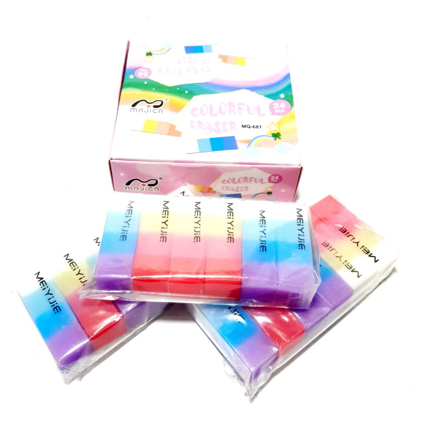 

Harga Grosir (1Packs / 6pcs) Penghapus Pensil COLORFUL (BESAR)