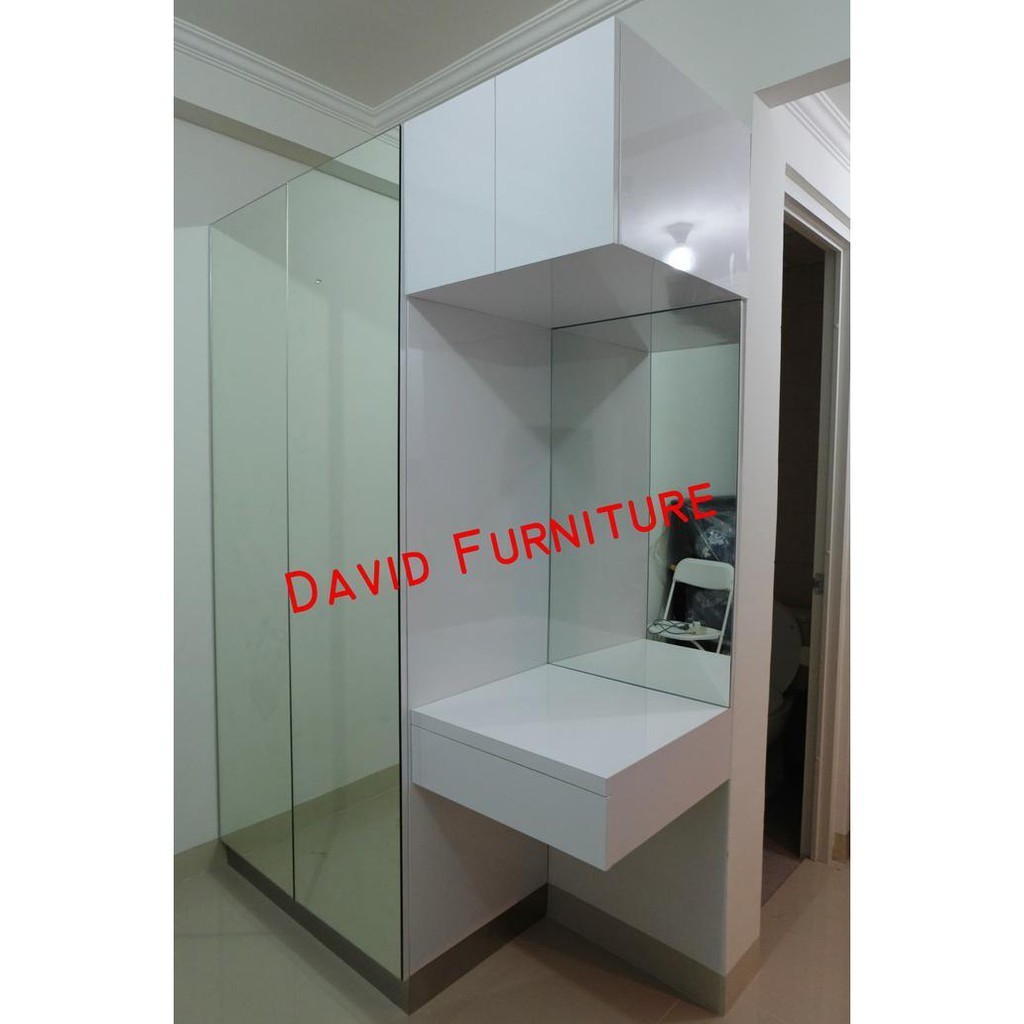 Lemari Baju Modern Kaca + Meja Rias Dan Cermin Rias Studio Royalmarket126