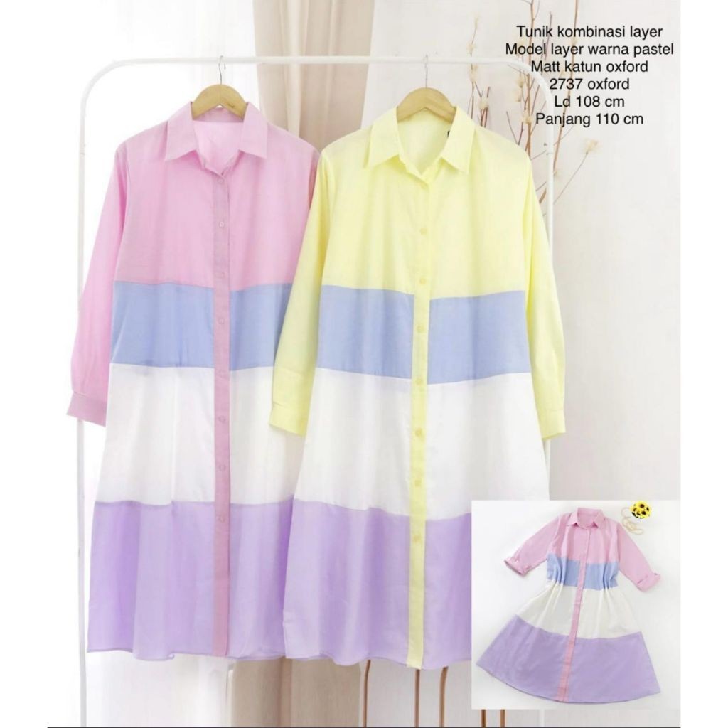 TUNIK KOMBINASI MODEL LAYER WARNA WARNI