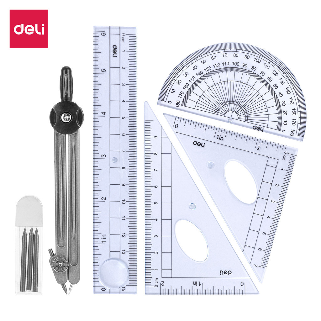 

Deli | Drafting Set Uspire | 4 Penggaris + Jangka | 9609