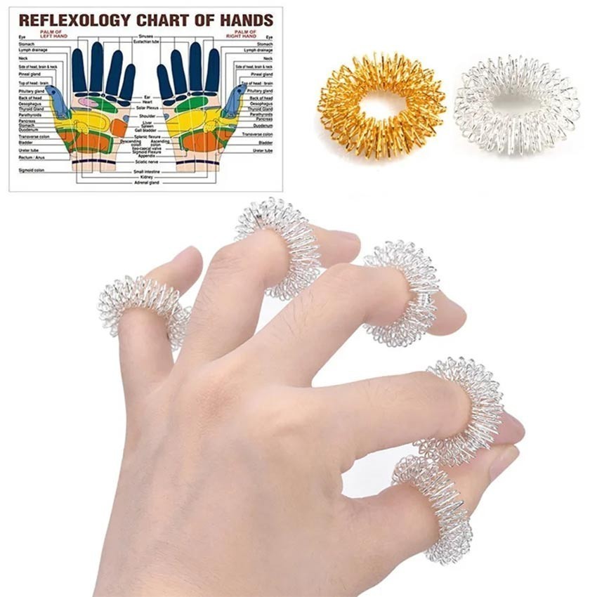 Baru Premium 5pcs Terapi Jari Pijat Relax Sujok ~ Magnet Cakra Finger Therapy Terapi Jari ~ Sujok