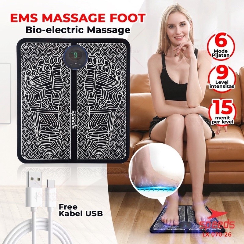 SPEEDS Alat Pijat Kaki EMS Foot Massager Pijat Kaki EMS USB Pad Mat Serbaguna Portabel 070-26