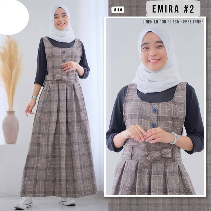 Overal Kotak Kotak Wanita Muslim Free Daleman (inner) /gamis terbaru/gamis muslim/ gamis lebaran