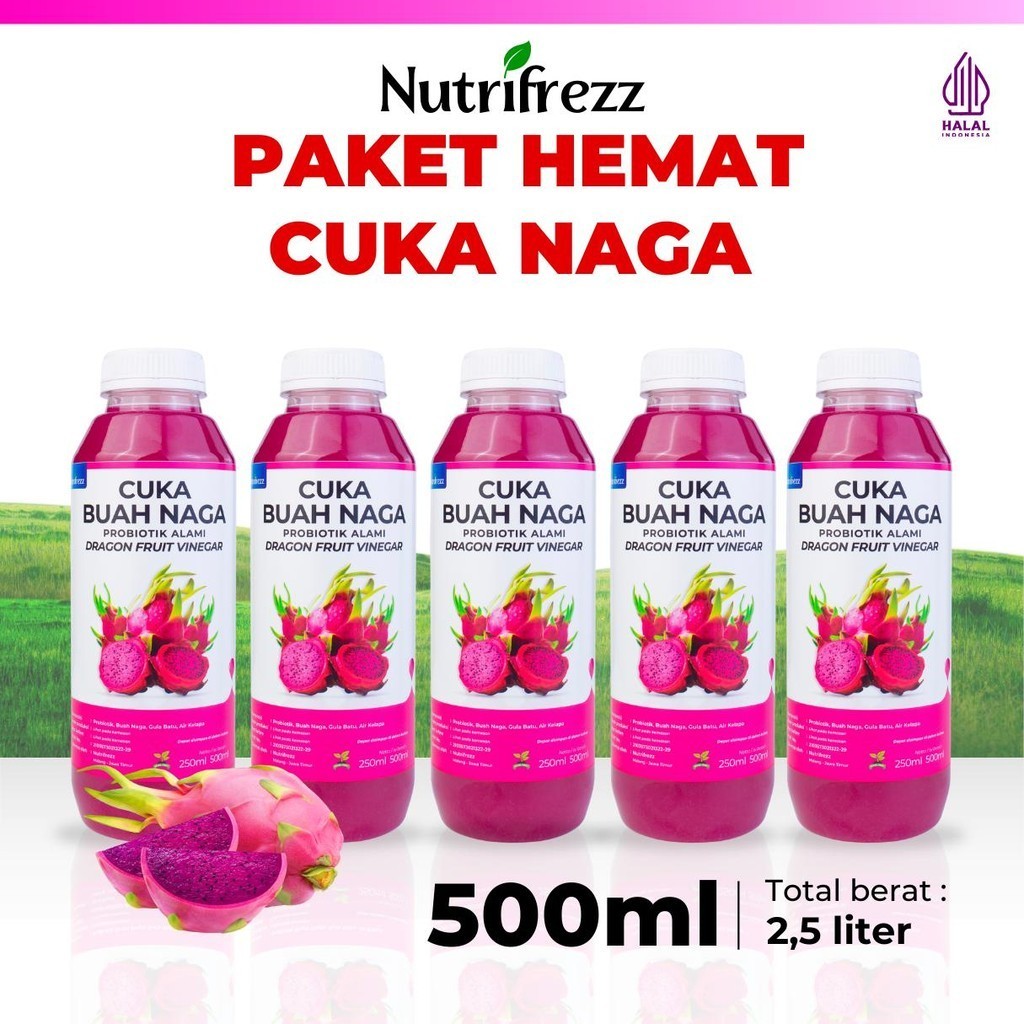 

Nutrifrezz Paket Hemat Cuka Buah Naga 500 ML x 5 Pcs