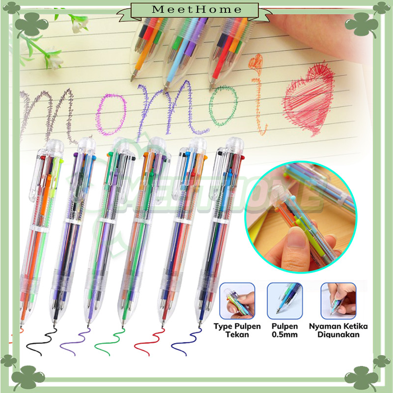

Pena Ballpoint Multi Warna 6 In 1/Bolpen 6 in 1 Pulpen/Pulpen Gel 6 Warna