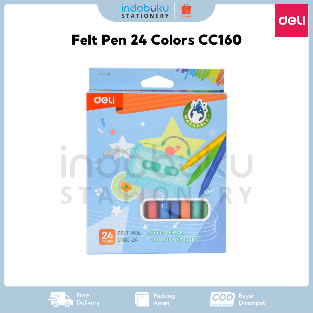 

Felt Pen Deli 24 Colors Spidol Warna Deli 24Warna CC160