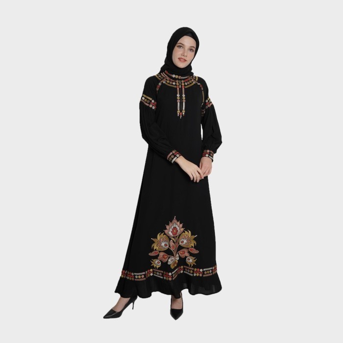BIG SALE RAMADHAN BISA COD Hikmat Gamis Abaya A5412 - Black,M
