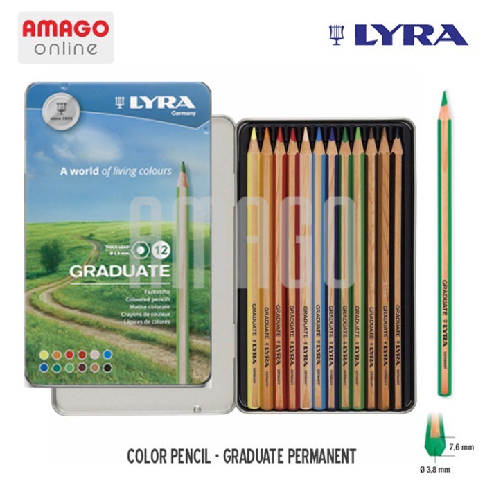 

LYRA Graduate Permanent - Pensil Warna Pensil Lukis - Metal Box - 12 Colors - 2871120