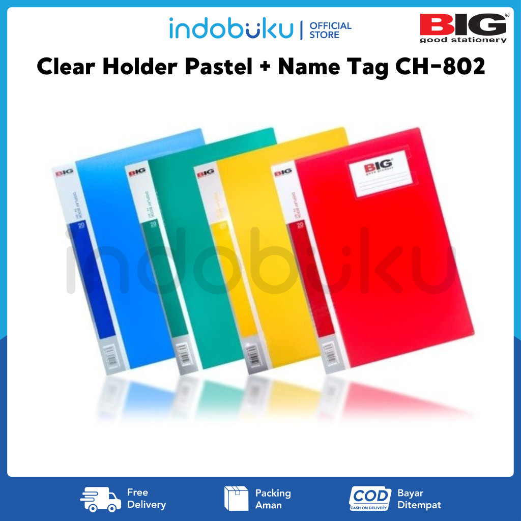 

Clear Holder Pastel + Name Tag BIG CH-802 Kantong File F4 Folio 40 Pocket + Name Tag CH-802