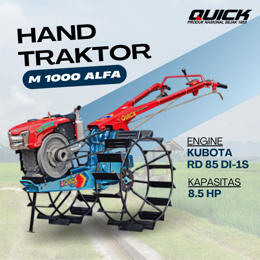 Traktor Mesin Bajak Hand Traktor Quick M 1000 Alfa Lengkap