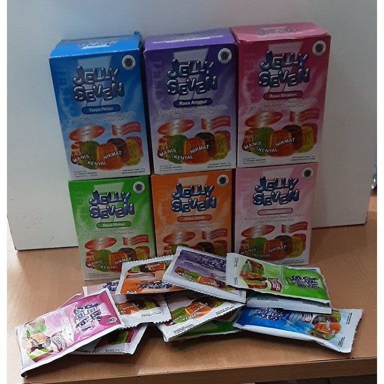 

JELLY SEVEN / JELLY 7 POWDER ANEKA RASA BUAH SEGAR KEMASAN EKONOMIS 14 GRAM