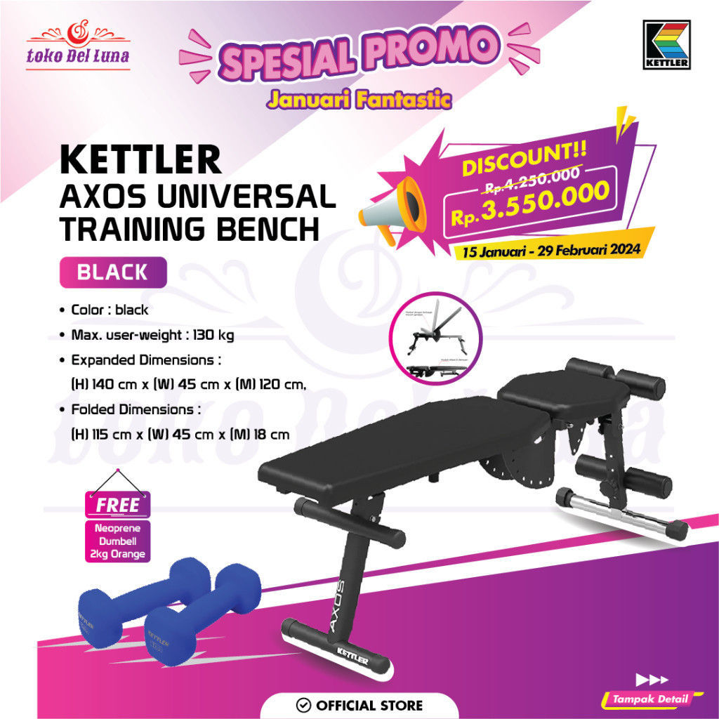 Bangku sit up kettler universal AXOS TRAINING BENCH