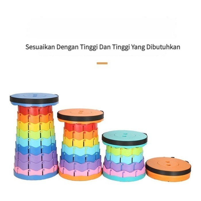 Kursi Lipat Portable Telescopic Kursi Lipat Pendek Kursi jongkok dapur - HITAM POLOS, Orange